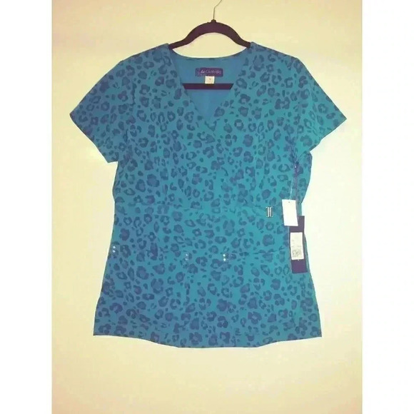 Koi Sapphire Scrubs Sz Small Leopard Cheetah Anima - Picture 1 of 7